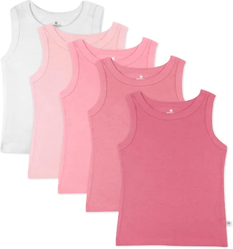 Vista 7 de HonestBaby Camisetas musculares sin mangas 100% algodón orgánico para bebés y niños pequeños, niñas