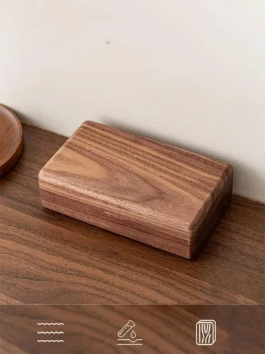 Vista 6 de Joyero de madera pequeño, joyero de madera de nogal delicado, regalo ideal para hombres y mujeres, organizador de joyas de viaje portátil