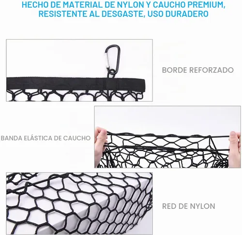 Vista 3 de MICTUNING Red de carga para caja de camión, 49 "x15.2" con 4 mosquetones