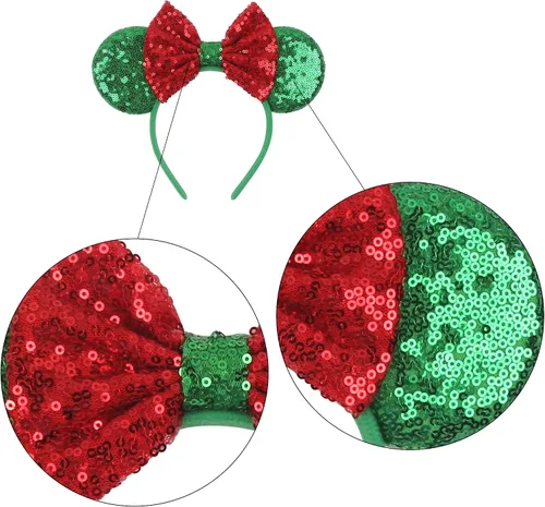 Vista 2 de Diadema de Navidad, orejas de ratón, decoraciones navideñas, sombreros de Navidad