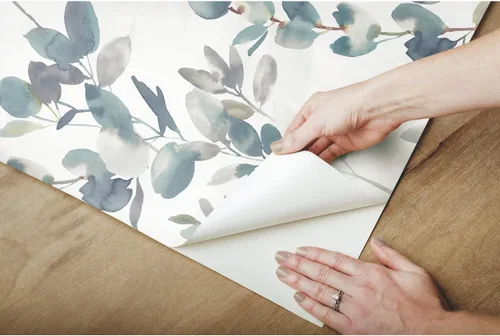Vista 3 de York Wallcoverings Candice Olson PSW1431RL - Papel tapiz autoadhesivo de eucalipto azul marino