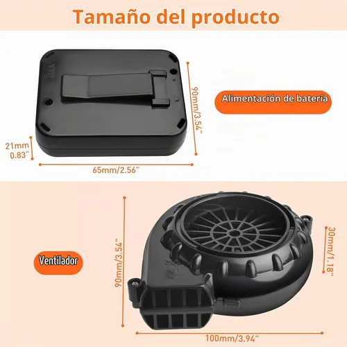Vista 4 de Reemplazo de ventilador inflable para disfraz, mini ventilador de dinosaurio para disfraz inflable Negro