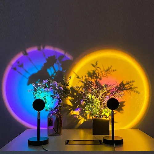 Vista 2 de Lámpara de puesta de sol, proyección LED, rotación de 180 grados, lámpara de proyección de arco iris USB, luz nocturna, proyector romántico