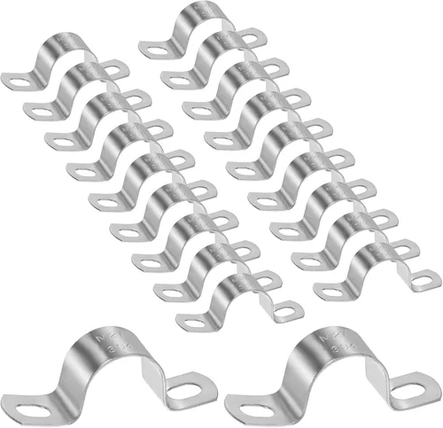 Vista 43 de M METERXITY Paquete de 3 abrazaderas de conducto, correa rígida de acero inoxidable 304 de 3-1/2 pulgadas M89 U con 2 agujeros