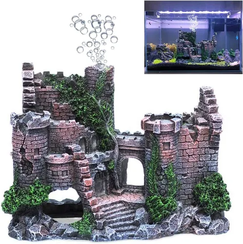Vista 9 de fazhongfa Decoraciones de Acuario Castillo Decoración de Pecera Ornamentos Temáticos (Hobbit-Pequeño)