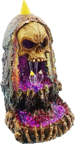 Vista 5 de Fantasy Gifts Quemador de incienso Geode Skull Back Flow w/LED - 6.5
