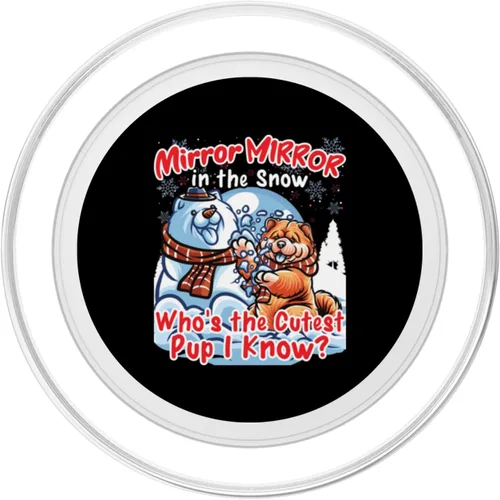 Vista 2 de Chow Chow Dog Christmas Snowman Winter Snow PopSockets MagSafe PopGrip for iPhone