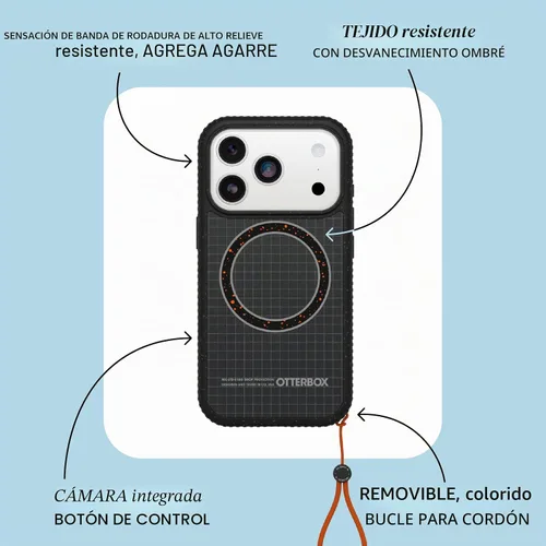 Vista 6 de OtterBox Sole Series - Carcasa para iPhone 16, color negro Funda protectora para iPhone con bordes de banda de rodadura, con bucle para el dedo