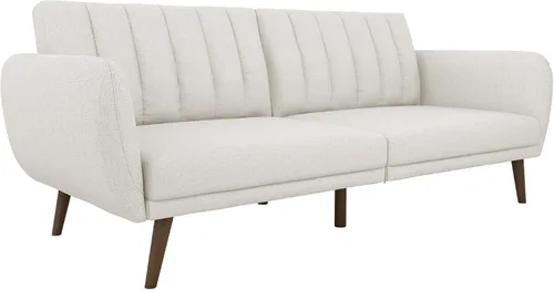 Vista 20 de Novogratz Brittany - Sofá cama tipo futón de 82 pulgadas de piel sintética, tapizado con respaldo copetudo, diseño moderno de mediados de siglo