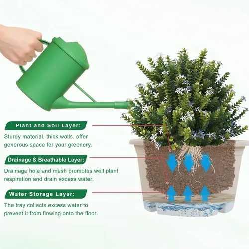 Vista 3 de Macetas colgantes de 10 pulgadas para plantas de interior, paquete de 4 cestas colgantes de plástico con bandejas extraíbles y cadena de 15.7