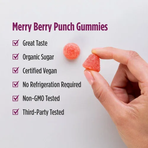 Vista 4 de Nordic Naturals Gomitas probióticas Kids Nordic Flora para niños, Merry Berry Punch - 60 gomitas - 1.5 mil millones de CFU y fibra prebiótica - sin