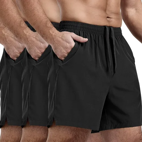 Vista 10 de 3 Pack Men's Athletic Running Shorts 5 Inch,Quick Dry Gym Workout Shorts with Zip Pockets