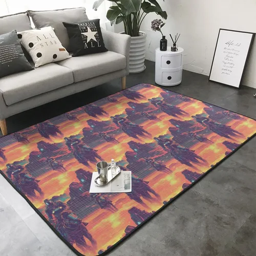 Vista 3 de Cyber Retro Western Cowboy Print Area Rugs for Living Room Bedroom, Washable Soft 5x7 Throw Area Rugs Non Slip Carpet for Bedroom Decor Aesthetic