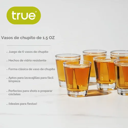 Vista 2 de Vaso de Chupito Clásico Verdadero, Vasos de Chupito Lisos Perfectos para Tequila y Whisky, Vaso de Medida Reutilizable, Juego de 6, 1.5 oz