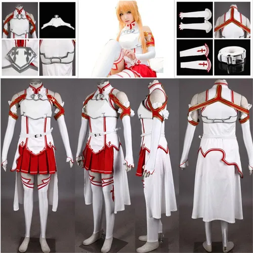 Vista 5 de Disfraz de cosplay de Asuna para mujer, talla estadounidense, color blanco