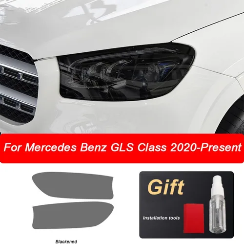 Vista 3 de JCAKES Adhesivo transparente de TPU para faros delanteros de automóvil, película protectora negra, para Mercedes Benz GLS Clase X167 2020-actual