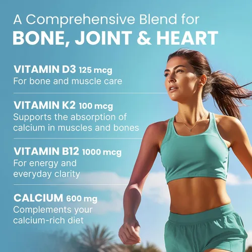 Vista 4 de Suplementos de calcio 4 en 1 para mujeres y hombres - Suplemento de calcio con vitamina D3 K2 5000 UI, 601 mg por porción - Sin gluten, apto