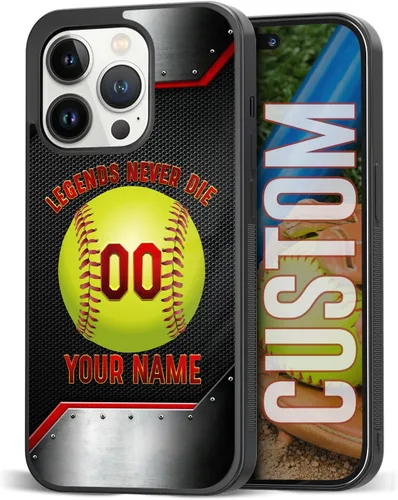 Vista 13 de Funda personalizada para teléfono con texto de Softbol en forma de corazón con girasol para iPhone 17 16 15 14 13 12 11 Pro Max Plus Mini Xs Xr 8