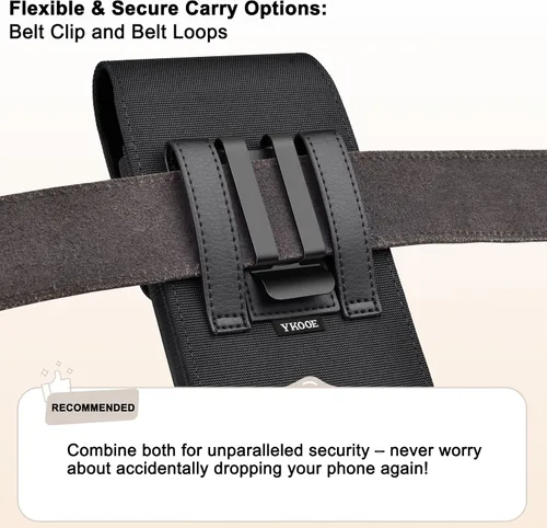 Vista 5 de ykooe Funda compatible con iPhone 16 15 14 13 12 Pro Galaxy S25 S24 S23 S22 S21 S20, funda de nailon para cinturón de teléfono celular con clip