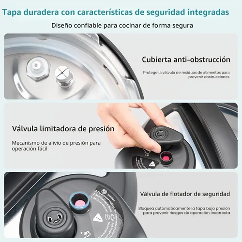 Vista 7 de OLIXIS Olla a presión eléctrica 10 en 1, olla múltiple de 3 cuartos de galón para arroz, guiso y vapor, pequeña olla programable de acero inoxidable