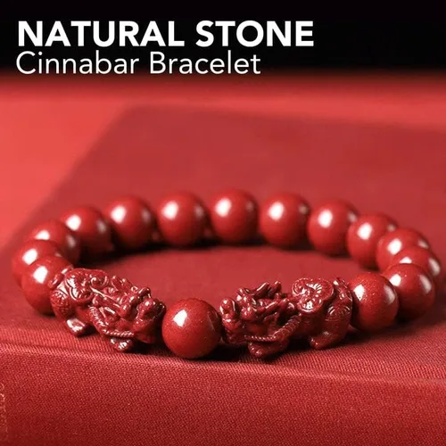 Vista 5 de Pulsera de cinabrio Feng Shui para mujer, cinabrio en polvo, Feng Shui, pulsera de Feng Shui para riqueza y protección, amuleto de dinero de buena