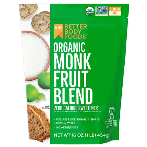 Vista 6 de BetterBody Foods Golden Monk Fruit Sweetener Blend - Mezcla de edulcorante de fruta del monje dorada, sustituto del azúcar, cero calorías, apto
