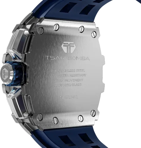 Vista 4 de TSAR BOMBA Mens Watches Luxury Tonneau Watches for Men Waterproof 50M Analog Replica Watch Chronograph Calendar Date Mens Dress Business Work Watch