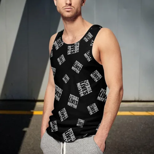 Vista 4 de Pitbull Lives Matter Men's Tank Top Full Print Vest Casual Sleeveless Tees Workout Gym T-Shirts