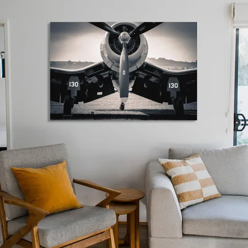 Vista 6 de F4U Pirate Fighter US Navy Aircraft Flight Militar Retro Fotografía en blanco y negro Aviati lienzo arte de pared impresiones para decoración