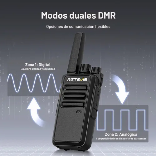 Vista 2 de Retevis Walkie Talkies digitales RT68D con modo analógico y digital