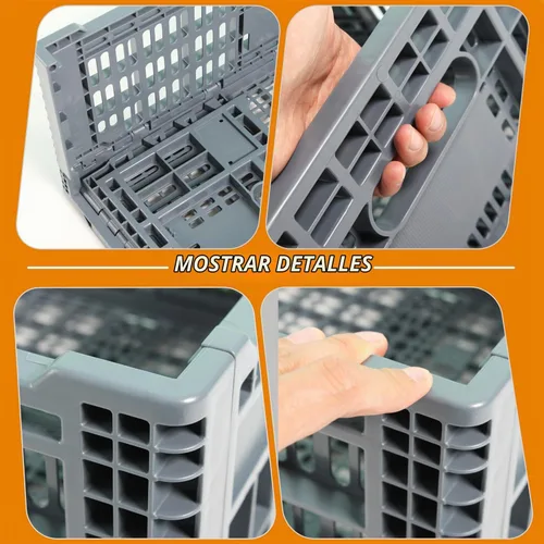 Vista 6 de Contenedor de almacenamiento plegable contene, caja de almacenamiento de plástico resistente de transferencia de 52 litros, cajas de leche