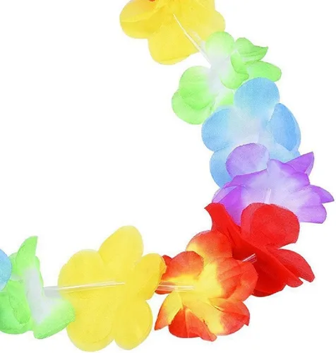Vista 5 de Falda hawaiana de hierba de bailarina hula hawaiana, colorida, tropical, Luau, flor, Leis, diadema, collares, pulseras, suministros para fiestas