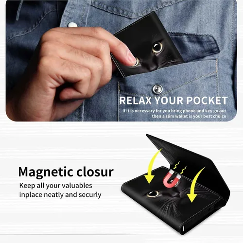 Vista 4 de Funda de aluminio para tarjetas de crédito, funda de cuero de primera calidad para tarjetas, bolsillo frontal, triple billetera con bloqueo RFID