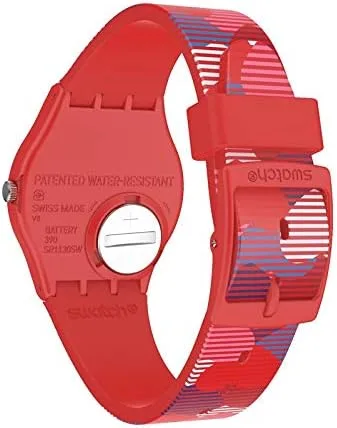 Vista 5 de Swatch Reloj analógico de cuarzo para mujer con correa de silicona GR182, rojo, correa, Rojo -, Correa