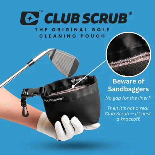 Vista 5 de Club Scrub Bolsa de limpieza para palos de golf y pelotas de golf, forro impermeable con tecnología de cara limpia, clip desmontable, lavable a