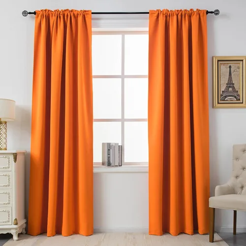 Vista 50 de DUALIFE Cortinas opacas de 45 pulgadas de largo, 2 paneles para ventanas pequeñas de dormitorio, aislamiento térmico, bolsillo para barra, cortinas