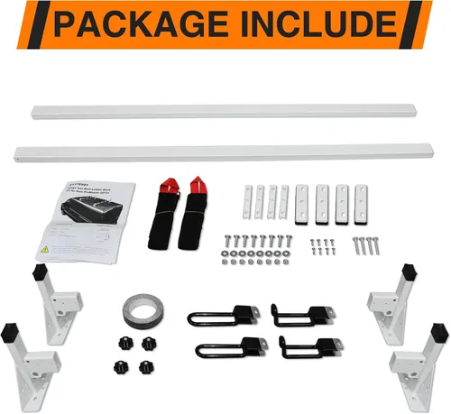 Vista 4 de MELIPRON - Baca de techo para carga de acero para furgoneta, compatible con RAM ProMaster 2013-2023, 2 barras, color blanco
