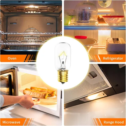 Vista 2 de Bombilla para horno microondas LG – Compatible con LG Frigidaire Ken-More Whirlpool GE Over the Range Microondas, base regulable 125V 30W E17, luz