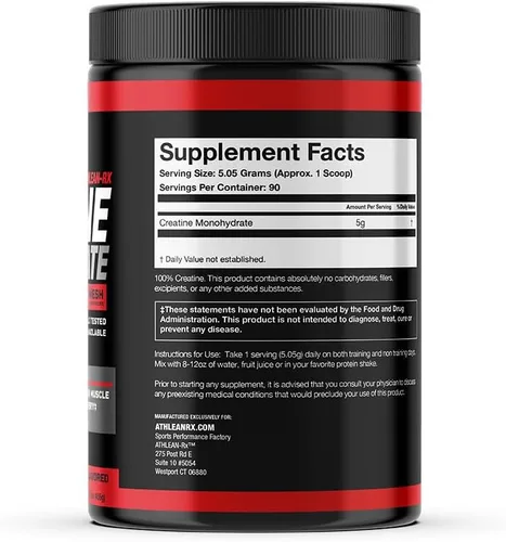Vista 6 de ATHLEAN-X X-CREATINE - Polvo de monohidrato de creatina micronizada pura, apoya la fuerza muscular, la potencia y la recuperación, sin gluten, sin
