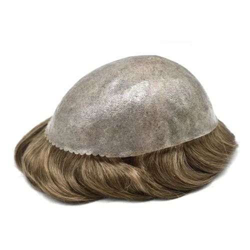 Vista 99 de Toupee para hombre 100% cabello humano real tupé para hombres 0.004 in piel de poliuretano para hombre, sistema de reemplazo de piezas de pelo