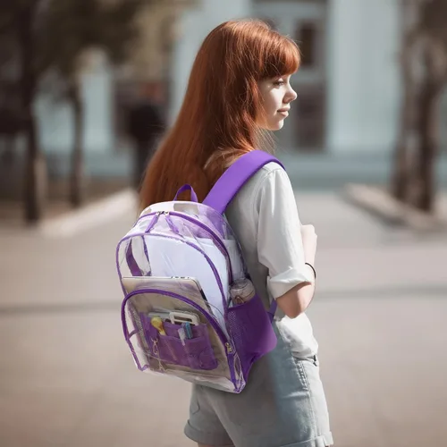 Vista 9 de PACKISM Mochila transparente resistente, para estudiantes, escuela, Computadora portátil