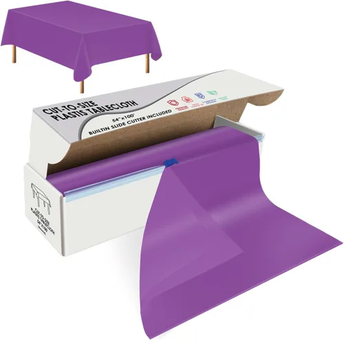 Vista 11 de tujol Rollo de mantel de mesa de plástico desechable beige de 54" X 100', cubierta de mesa de plástico con caja cortadora, mantel desechable cortado