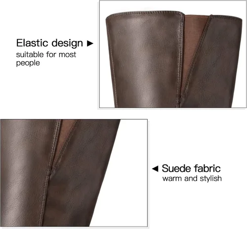 Vista 3 de mysoft Women's Knee High Boots Chunky Heel Boots with Zipper