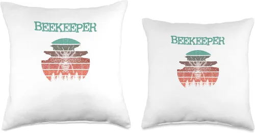 Vista 3 de Cool bee beekeepers bees retro natural design Throw Pillow
