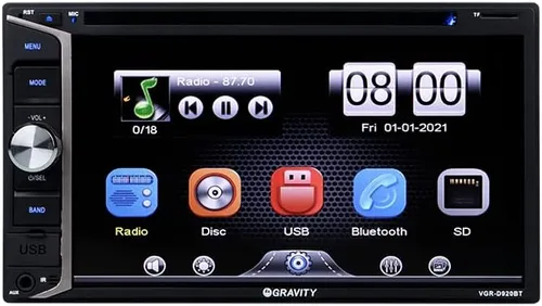 Vista 3 de Gravity D920BT - Receptor estéreo de coche de 6.2 pulgadas, 200 vatios, doble DIN 2DIN, pantalla táctil HD con DVD/CD/MP3/FM/USB/SD, compatible