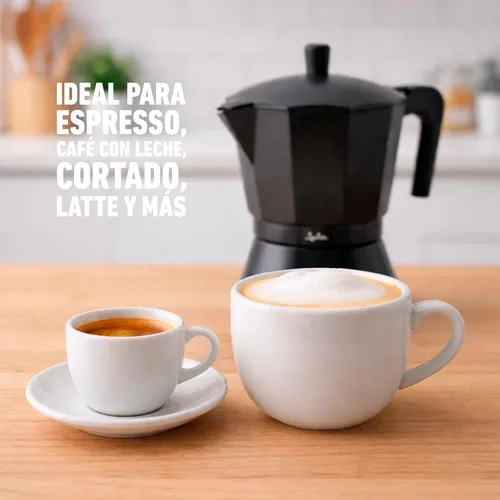 Vista 7 de Jata Hogar Cafetera italiana de inducción completa, aluminio, negro, 6.4 x 5.4 x 8.8 in (CFI9)