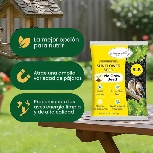Vista 8 de Happy Wings Semillas de Girasol de Aceite Negro – Alimento para Aves Silvestres de 5 libras para Cardenales, Pinzones y Carboneros – Alimento