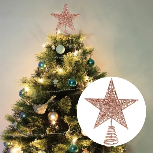 Vista 3 de PRETYZOOM Decoración de árbol de Navidad con estrella brillante, decoración de fiesta de Navidad, recuerdos de fiesta, 7.87 x 7.87 x 1.57 pulgadas