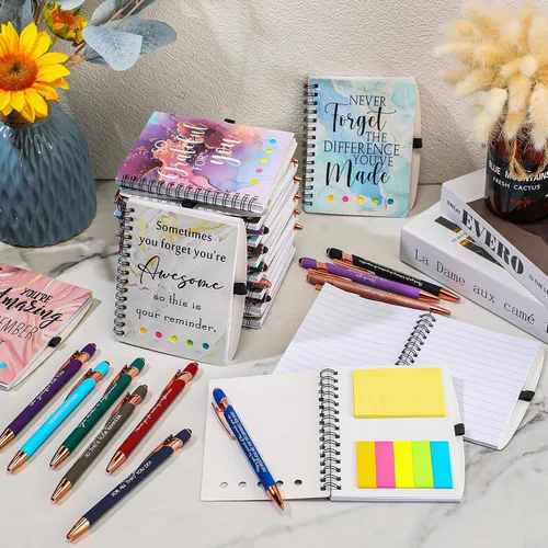 Vista 5 de Zhanmai Juego de 20 cuadernos inspiradores en espiral con bolígrafo motivacional, regalo de agradecimiento, pantalla táctil para profesores