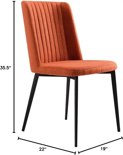 Vista 3 de Armen Living Silla de comedor Maine, tapicería de tela naranja, altura del asiento de 18.5 pulgadas